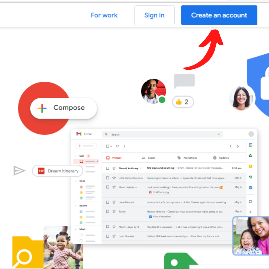 Explaining the basic usage from creating a Gmail account to logging in