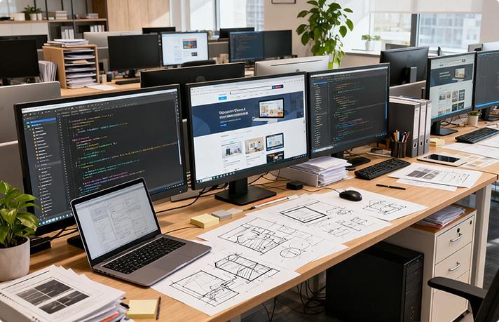 Website Development Company in Chandigarh office with developers working on website development and Generative Engine Optimization (GEO)
